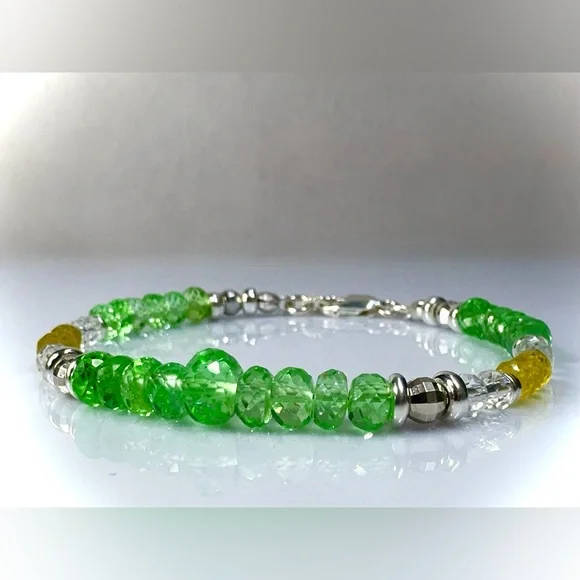 Songea Green Sapphire, Yellow Sapphire & White Topaz Bracelet – Sterling Silver - Picture 2 of 6